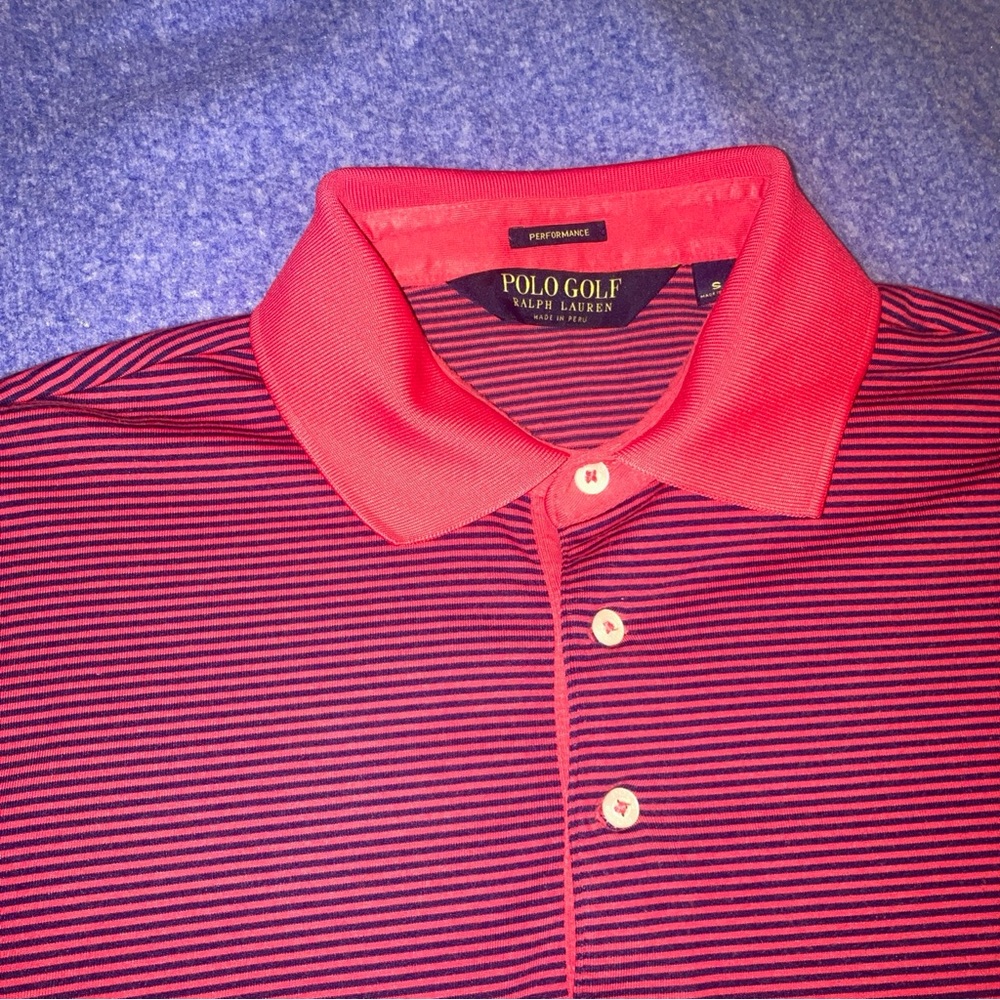 Polo by Ralph Lauren Red & Navy Stripe Performance Polo